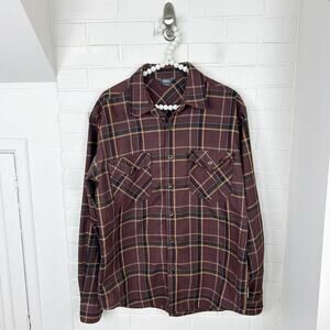 Royal Robbin’s Men’s Brown Plaid Button Down Regular Fit Shirt Size L